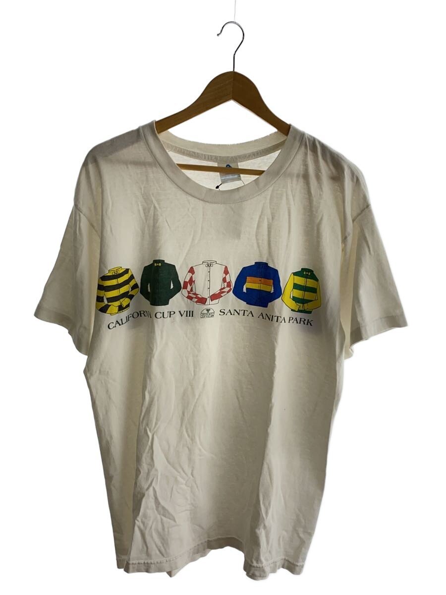【中古】AAA/プルオーバー/L/綿織物/WHT/刷り上げる/90s/ホースレースT/CALIFORINA CUP【メンズウェア】