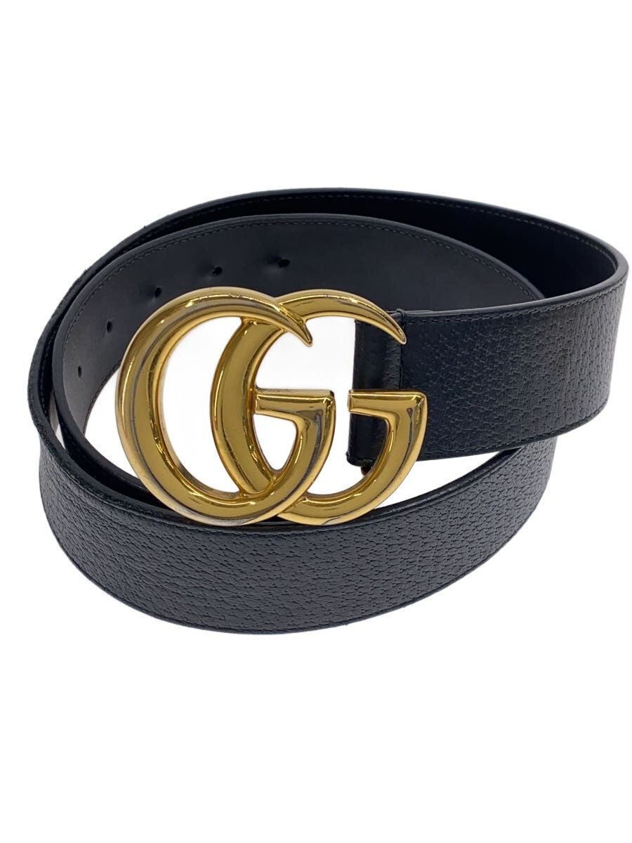 【中古】GUCCI◆胴締め_GGマーモント/なめし革/BLK/無地/メンズ【服飾雑貨他】