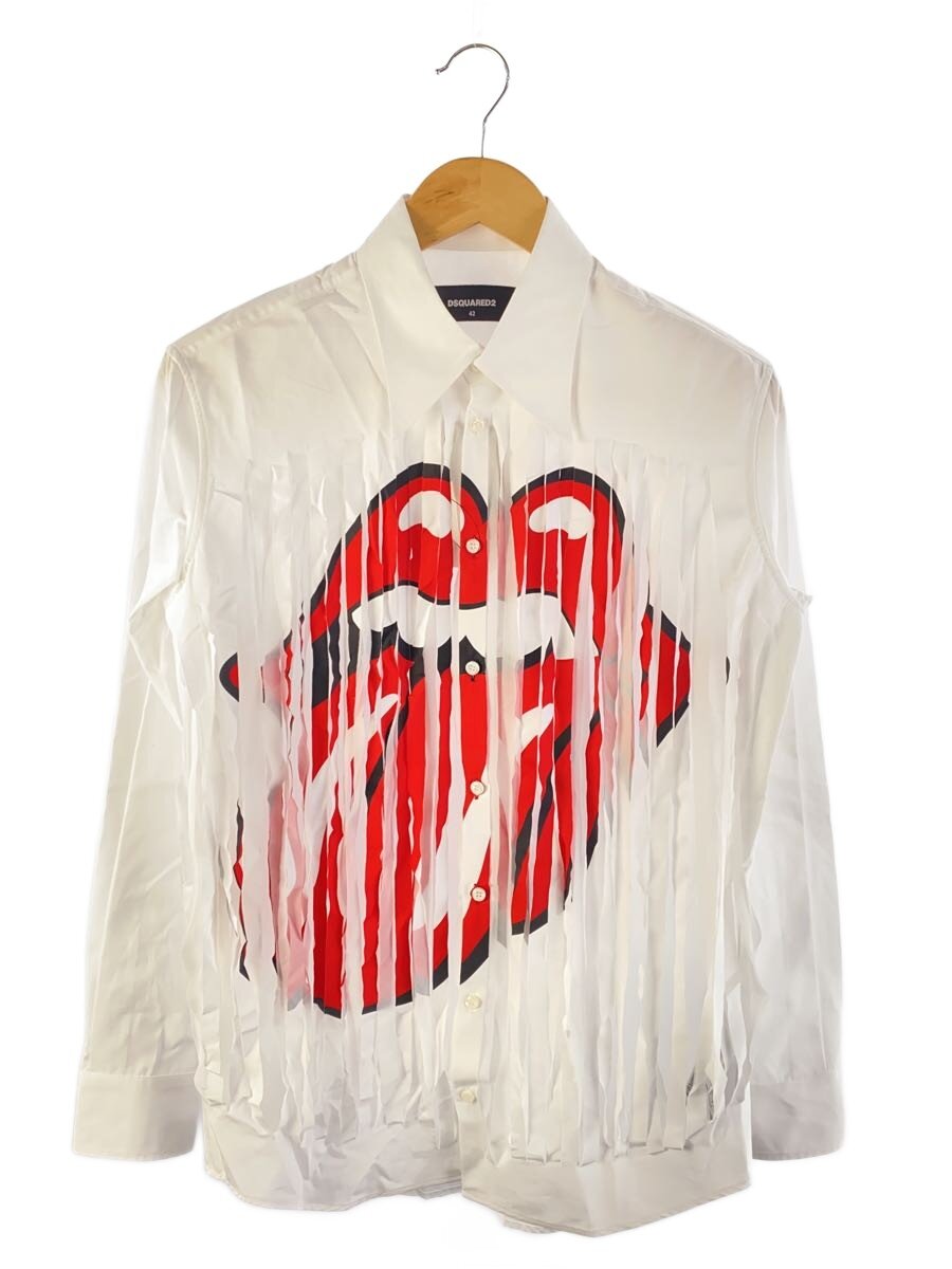 【中古】DSQUARED2◆×ROLLING STONES/フリンジシャツ/44/コットン/BEG/チェック/S71DM0695 S36275【メンズウェア】|2nd STREET 店
