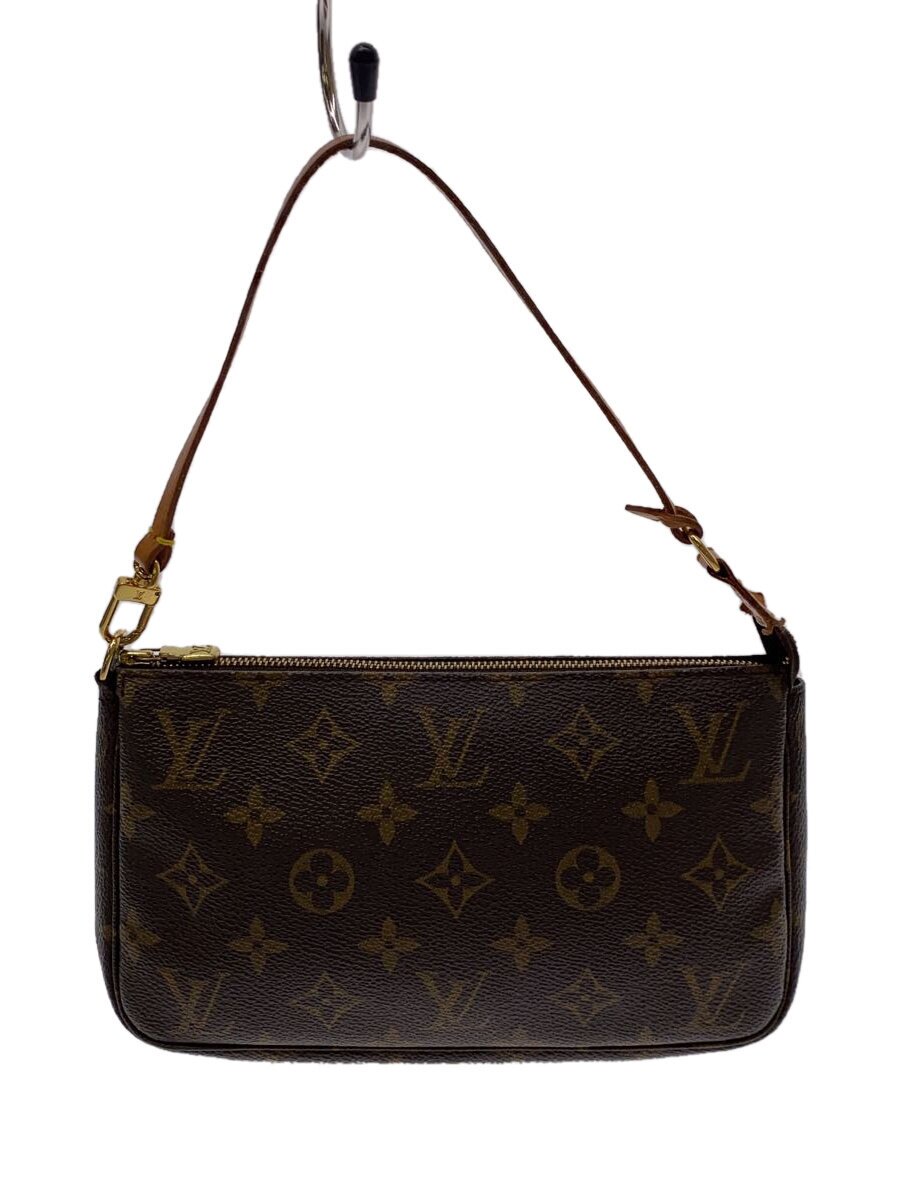 【中古】LOUIS VUITTON◆1)ポシェット・アクセソワール_モノグラム・帆布_BRW/PVC/BRW【御徒面子】