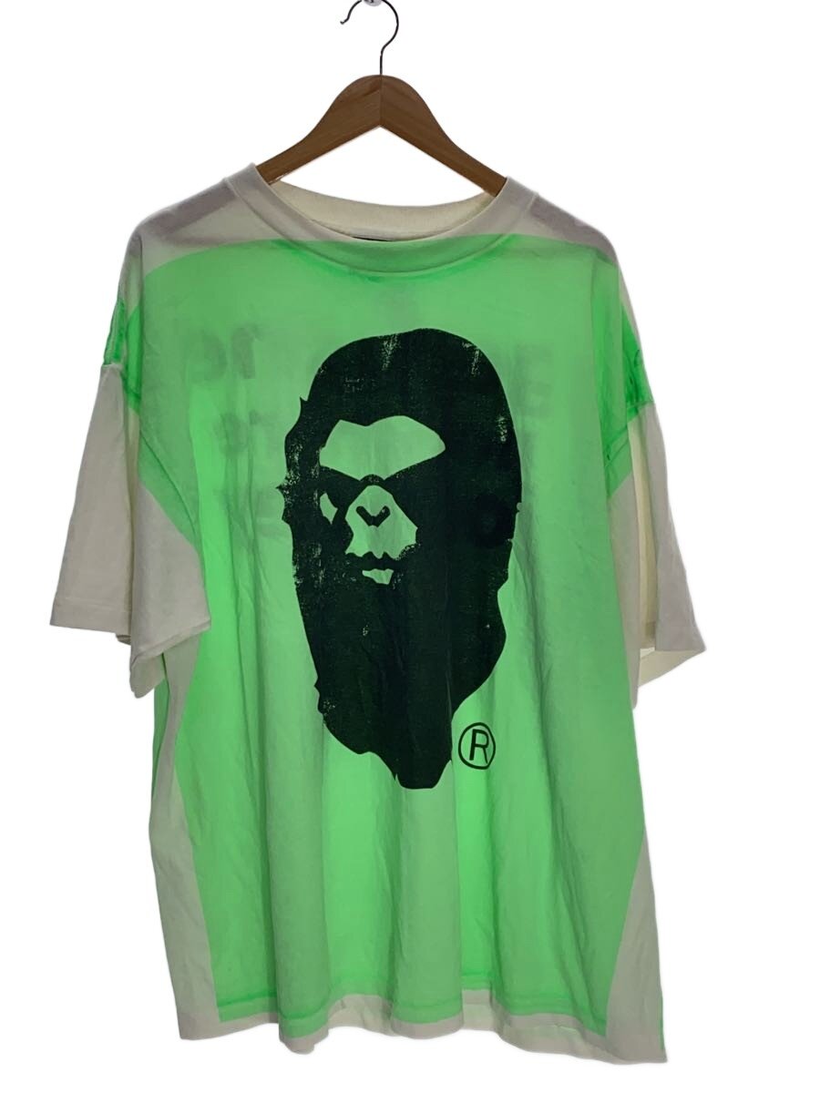 【中古】SAINT MICHAEL◆25AW/BAPE_SS TEE/HANDPRINT/XXL/綿織物/GRN/無地/SM-HR1-0000-C34【メンズウェア】
