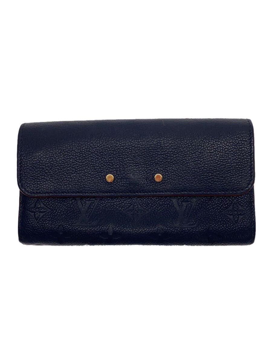 【中古】LOUIS VUITTON◆ポルト・フォイユ・ポンヌフ_モノグラム・アンプラント_NVY/牛革/NVY/レディース【服飾雑貨他】