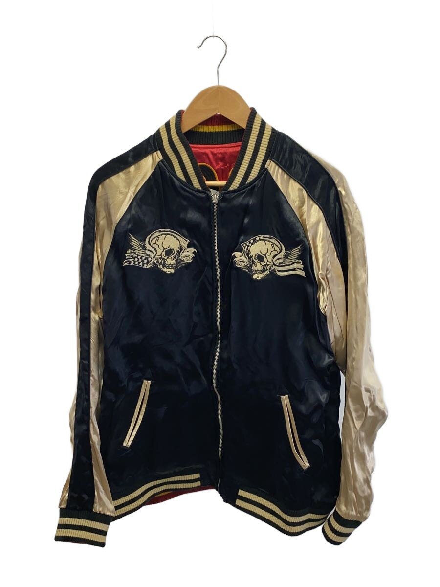 【中古】VANSON◆スカジャン/XXL/人絹/BLK/総柄/リヴァーシブル【メンズウェア】