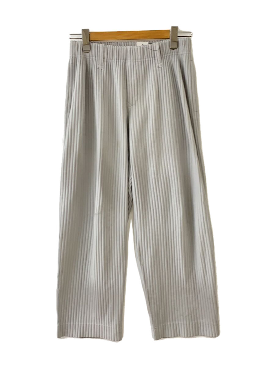 【中古】HOMME PLISSE ISSEY MIYAKE◆BASICSストレートプリーツパンツ/1/ポリエステル/薄墨色/HP55JF150/ホツレ、ヤブケ/? NULL ?【メンズウェア】