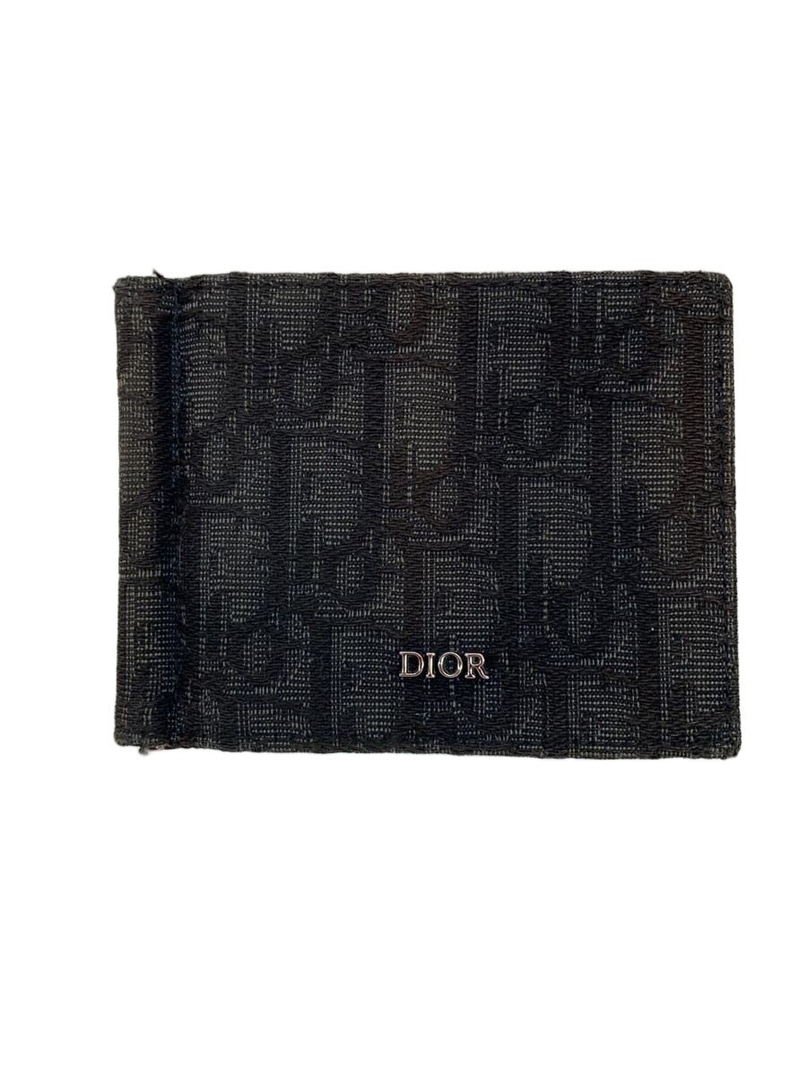 【中古】Christian Dior◆2つ折り金入れ/帆布/BLK/総柄/メンズ/10-BO-0252【服飾雑貨他】