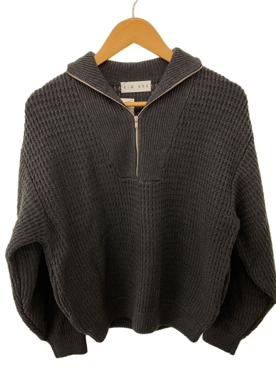 【中古】RIM.ARK◆Zip Up Over Knit/編み物・スウェーター(朦々たる)/38/羊毛/GRY/460HAL70-1231【レディースお召しもの】
