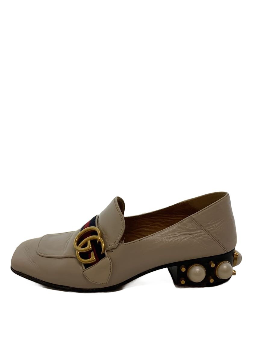【中古】GUCCI◆パンプス/35.5/WHT/レザー/ホワイト/ローファー/グッチ/パールライン/GGロゴマーク/【シューズ】｜2ｎｄ STREET 店
