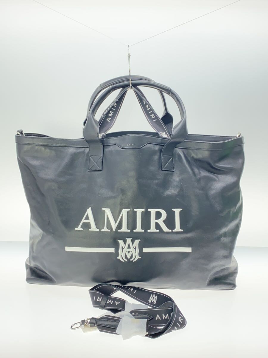 【中古】AMIRI◆Nappa Logo Embroidery Tote Bag/トートバッグ/なめし革/BLK/SS23MBT005//【御徒面子】