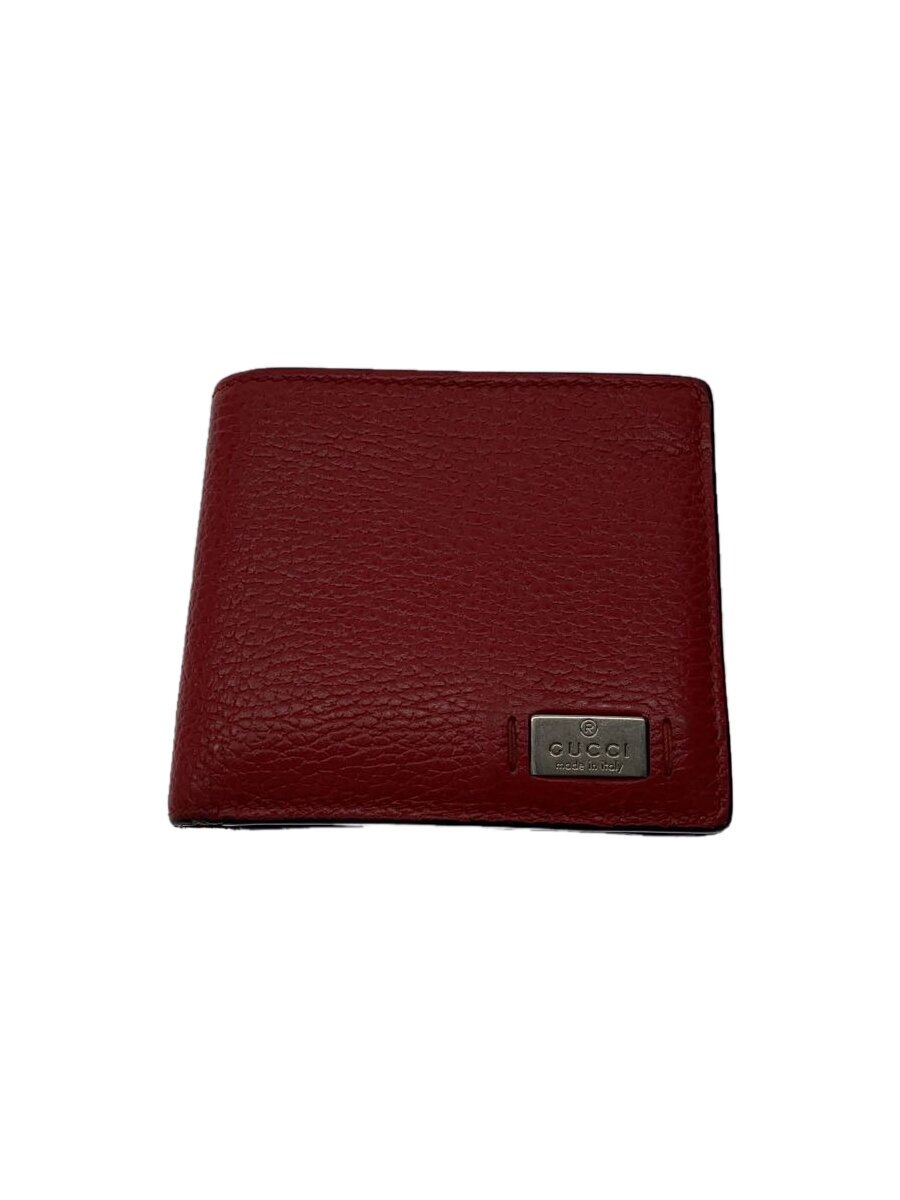 【中古】GUCCI◆2つ折り銭入れ/なめし革/RED/メンズ【服飾雑貨他】