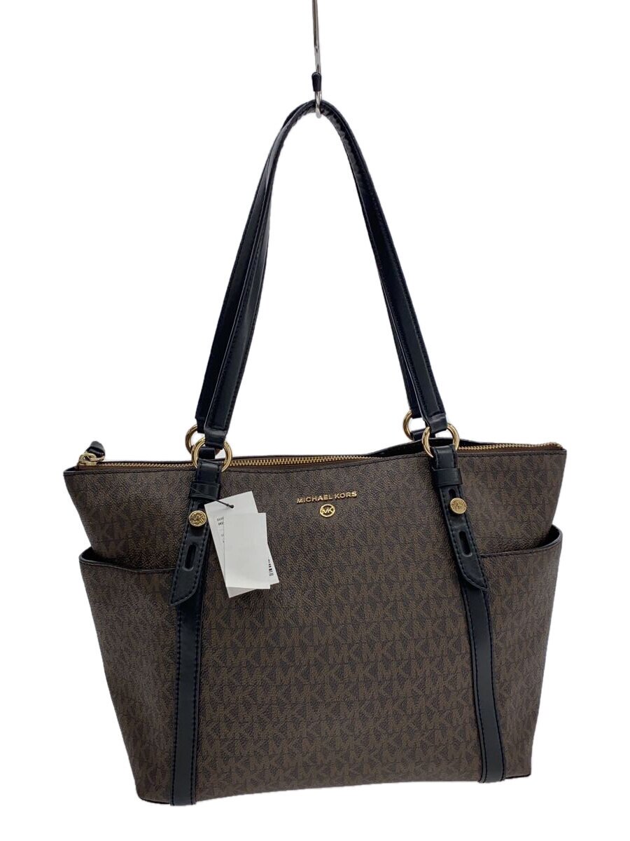 【中古】MICHAEL KORS◆SULLIVAN/シグネチャートートバッグ/PVC/BRW/総柄/30T0GNXT2B/ホツレ有【御徒面子】