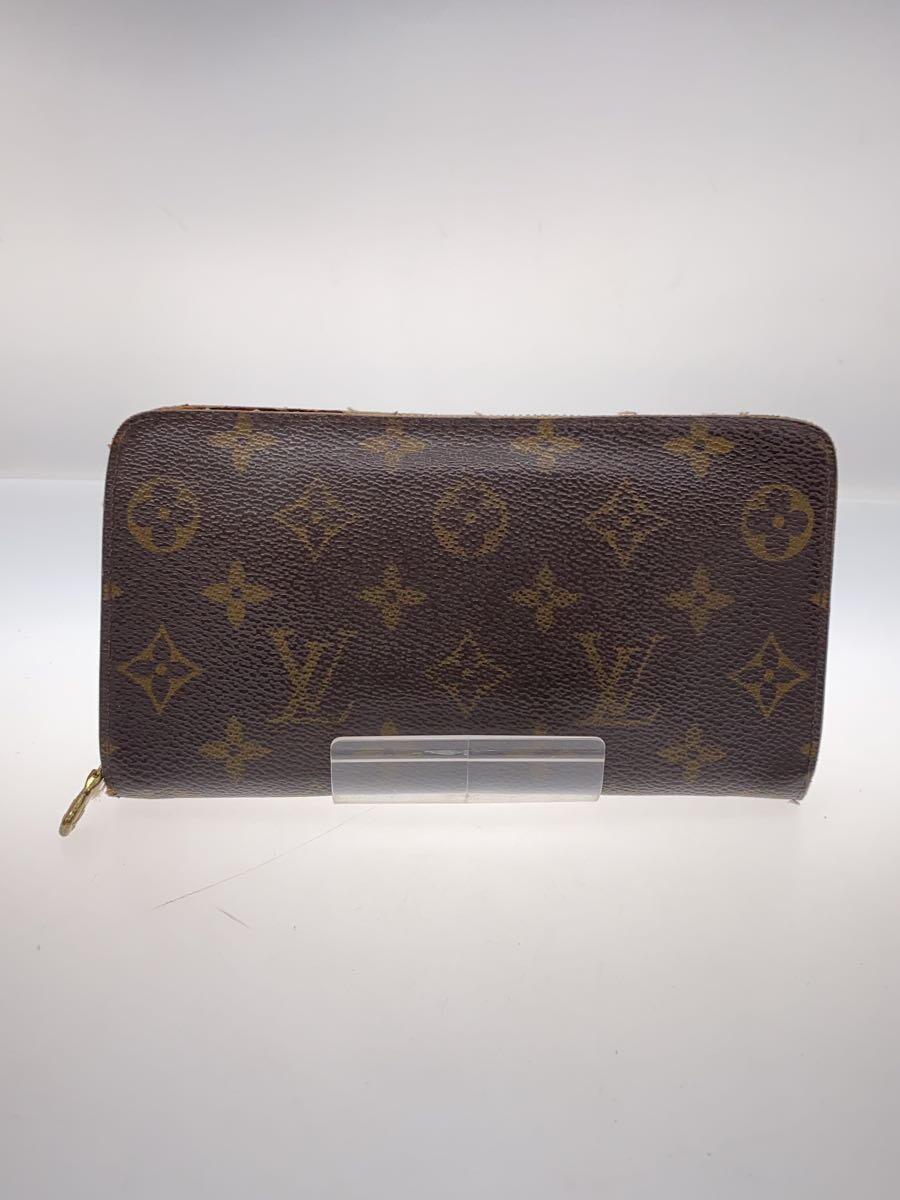 【中古】LOUIS VUITTON◆ポルト・モネ・ジップ_モノグラム・キャンバス_BRW/PVC/BRW/レディース【服飾雑貨他】