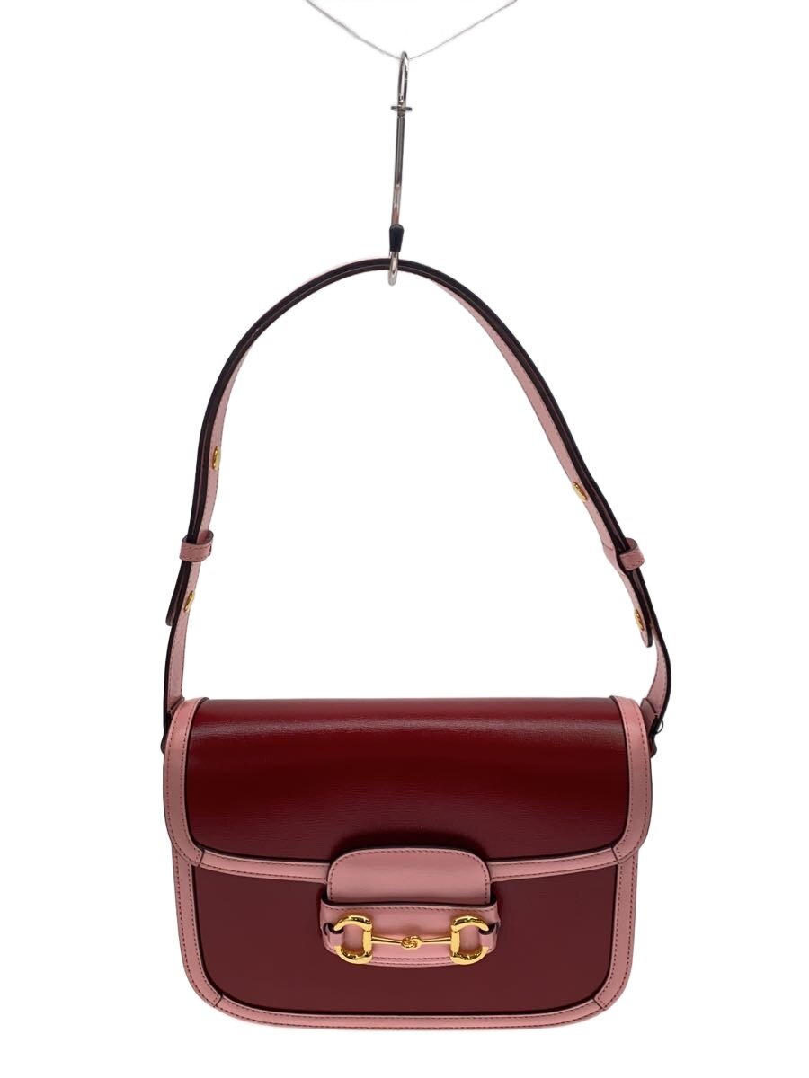 【中古】GUCCI◆スモール・ショルダーバッグ_グッチホースビット1955/なめし革/RED【御徒面子】