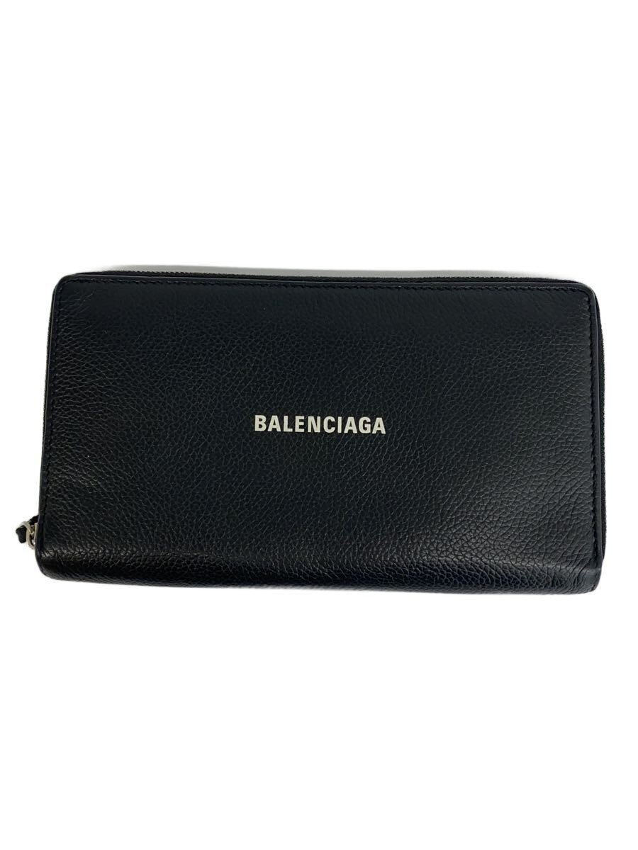 【中古】BALENCIAGA◆長銭入れ/なめし革/BLK/メンズ/594317・1090・U・000959【服飾雑貨他】