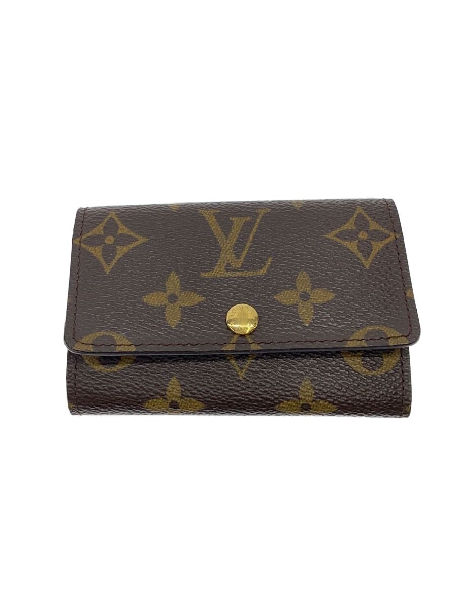 【中古】LOUIS VUITTON◆ポルト・モネ・プラ_モノグラム・帆布/PVC/BRW/メンズ【服飾雑貨他】