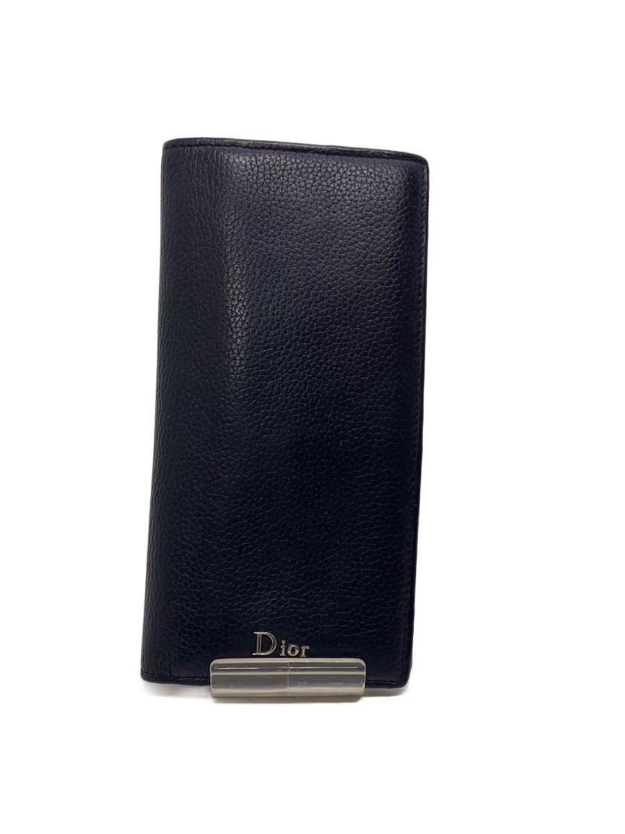 【中古】Dior HOMME◆長紙入れ/なめし革/NVY/メンズ/10-BO-0129【服飾雑貨他】
