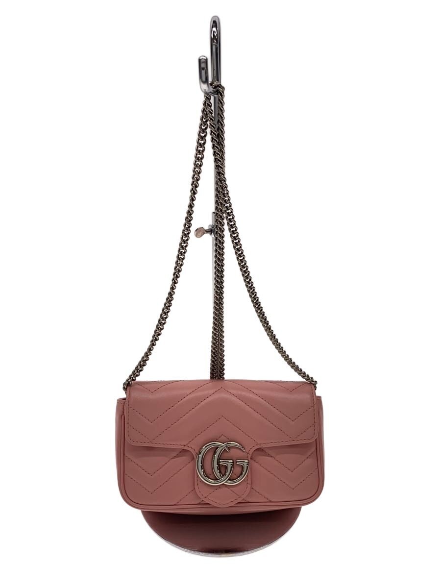 【中古】GUCCI◆スーパーミニバッグ_GGマーモント/--/PNK【御徒面子】