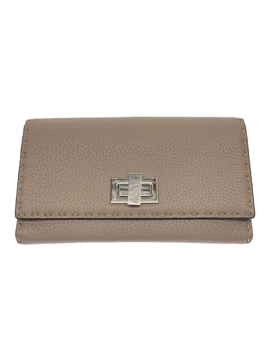【中古】FENDI◆長紙入れ/なめし革/BEG/無地/レディース/8M0308/8M0308-SFR-199-1835【服飾雑貨他】