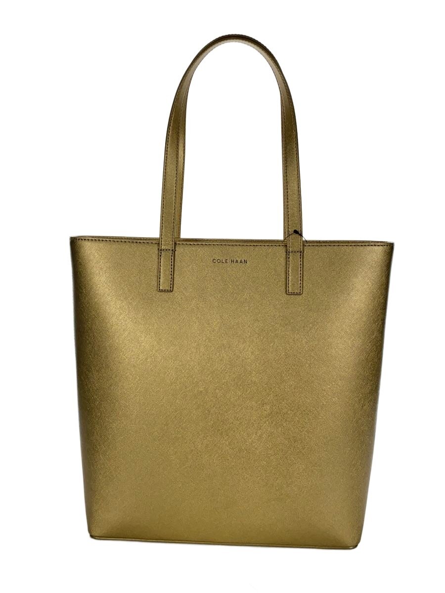 【中古】COLE HAAN◆GO ANYWHERE TOTE/トートバッグ/なめし革/GLD/無地/U07588【御徒面子】