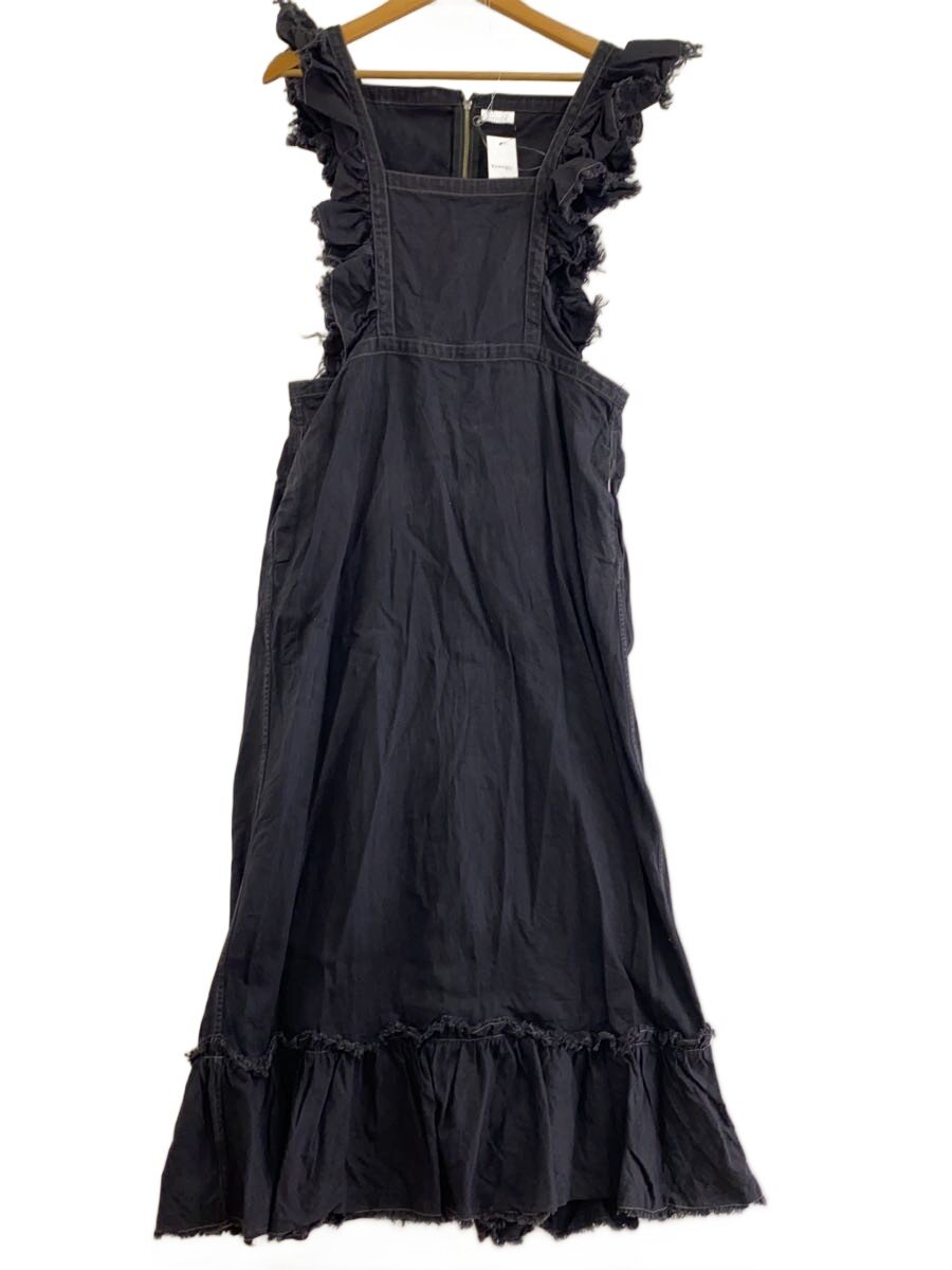 【中古】RhodolirioN◆フリルショルダーデニムワンピース/1/綿織物/BLK/粁719//【レディース御召しもの】