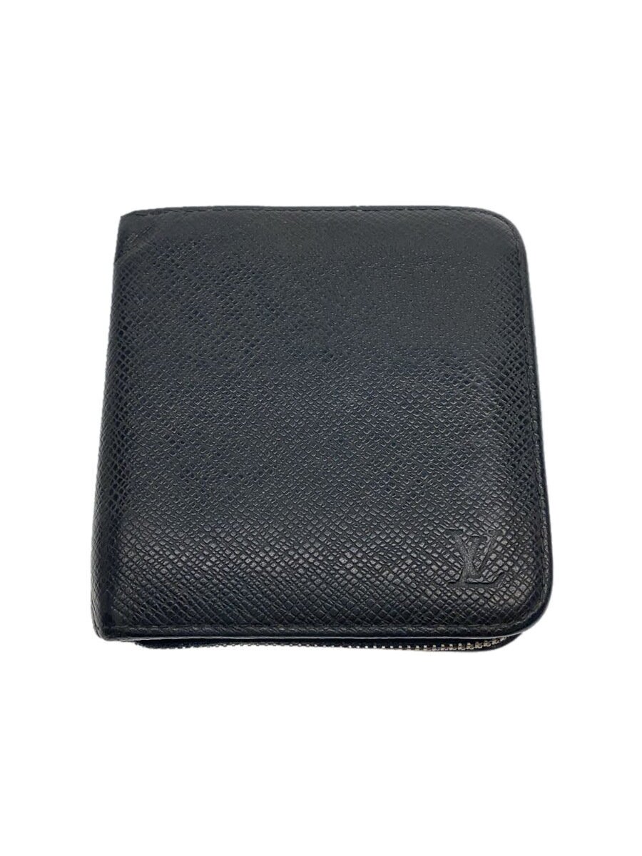 【中古】LOUIS VUITTON◆ポルト・ビエ・モネ・ジップ_タイガ_BLK/レザー/BLK/メンズ【服飾雑貨他】