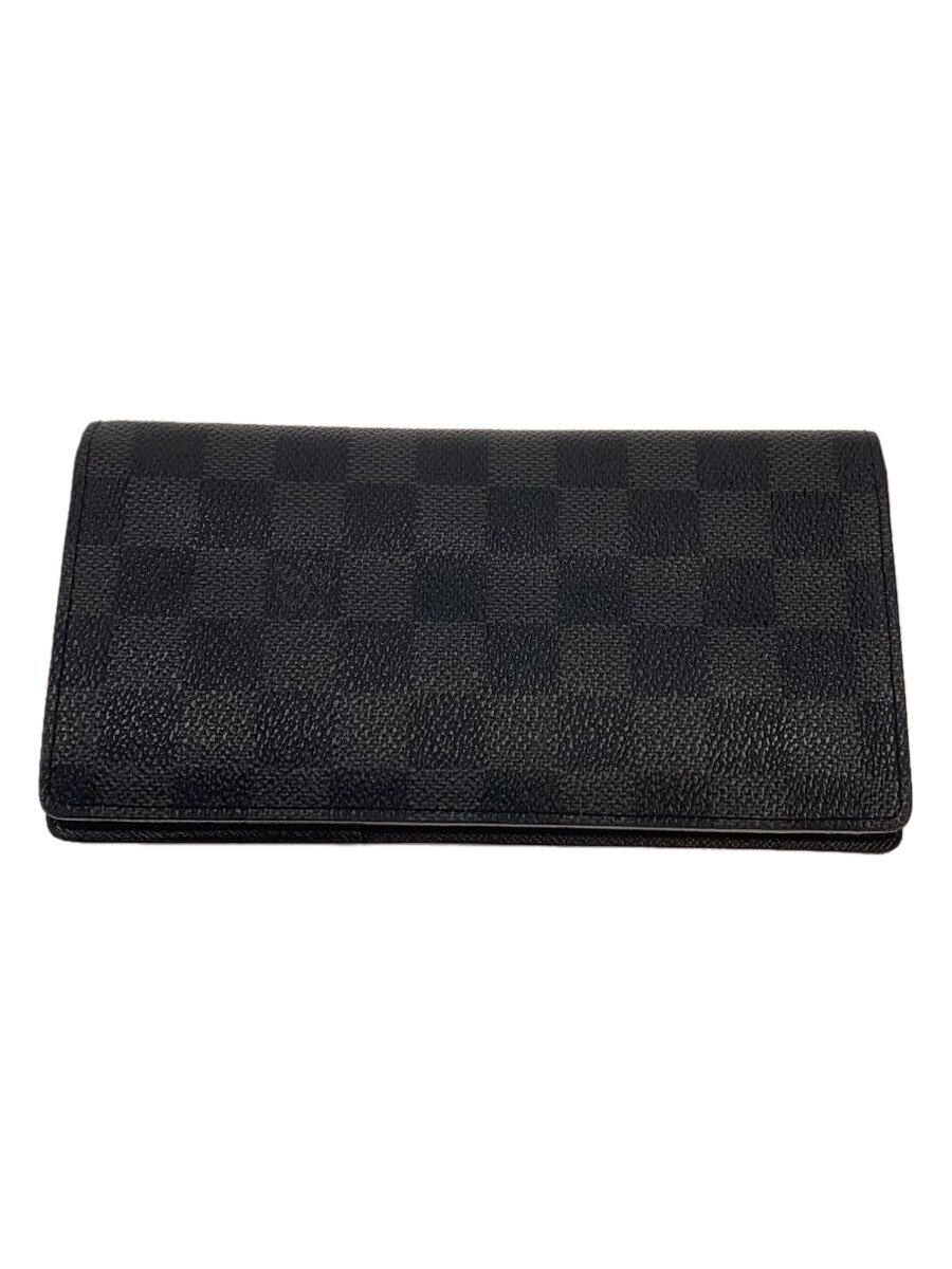 【中古】LOUIS VUITTON◆ポルト・フォイユ・ブラザ_ダミエ・グラフィット_BLK/PVC/BLK/総柄/メンズ【服飾雑貨他】