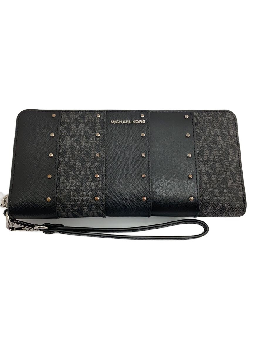 【中古】MICHAEL KORS◆長金入れ/なめし革/BLK/レディース/AV-2502【服飾雑貨他】