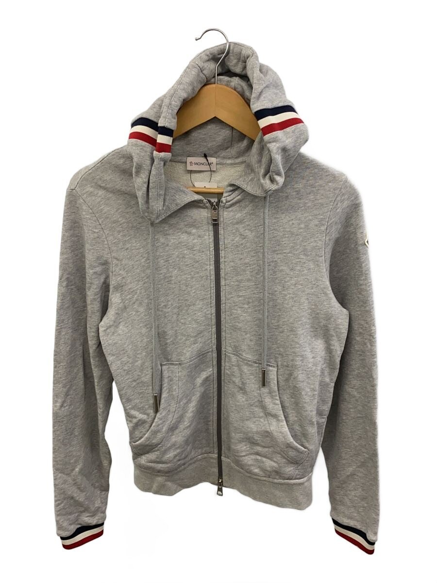 【中古】MONCLER◆ジップパーカー/XS/綿織物/GRY/無地/F10918G74200 V8007【メンズウェア】