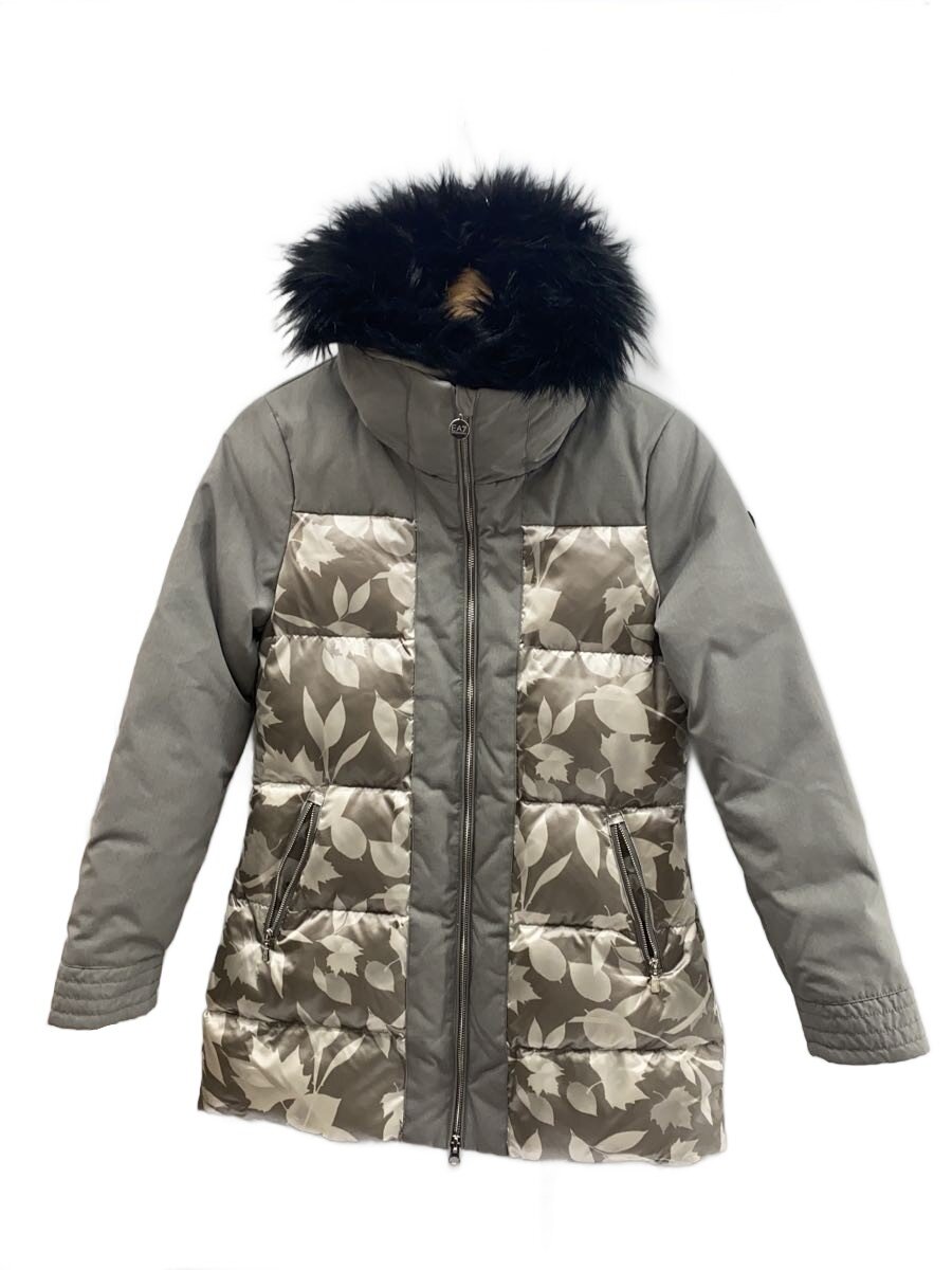 【中古】EA7 EMPORIO ARMANI◆ロングダウンジャケット/S/--/KHK/総柄/6XTK08 TN04Z【レディース御召しもの】