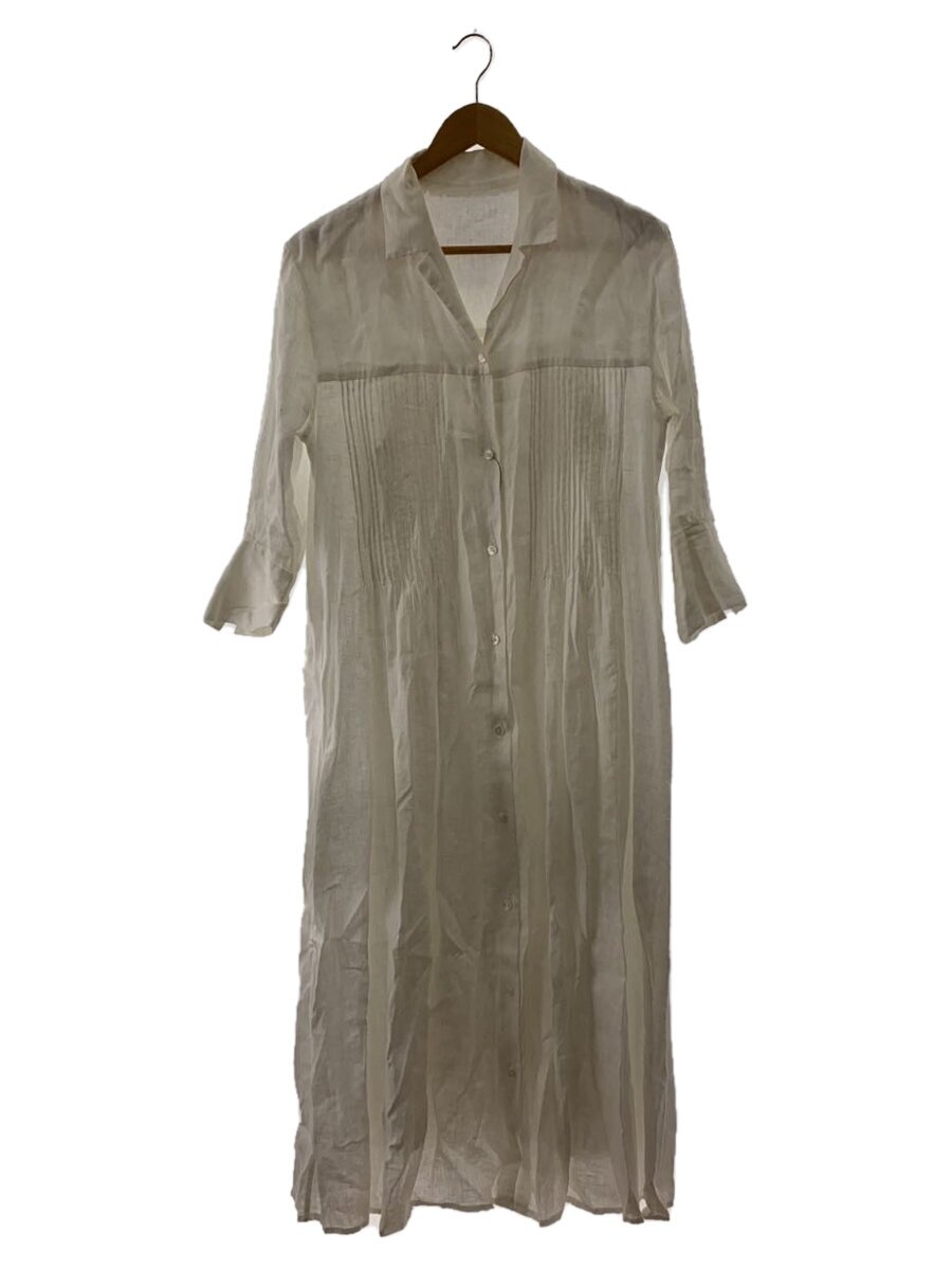 【中古】ADORE◆2020modelシアーリネンシャツワンピース7分袖衣装/38/リネン/WHT/無地/531-0140【レディース御召しもの】