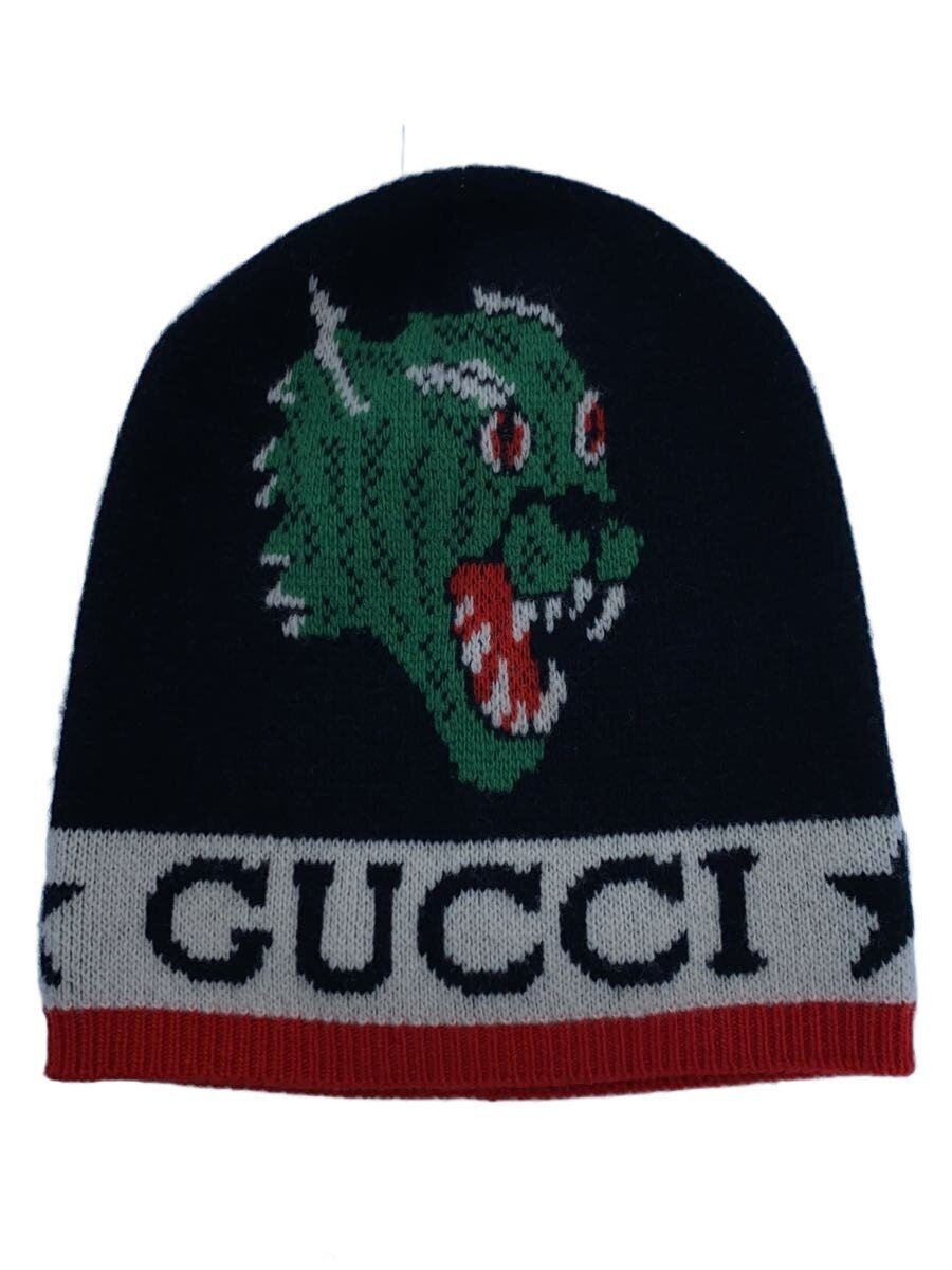 【中古】GUCCI◆編み物旗がしら/FREE/羊毛/BLK/メンズ/547512 4G206 1074【服飾雑貨他】
