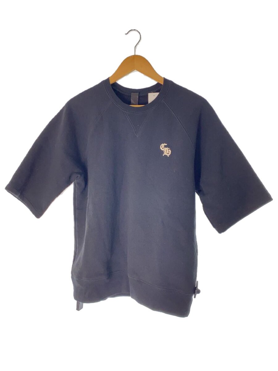 【中古】CHROME HEARTS◆Y NOT SLOW RIDE SWEAT SS Tee/スクロールロゴシルバー/前Vガゼット/S/BLK【メンズウェア】