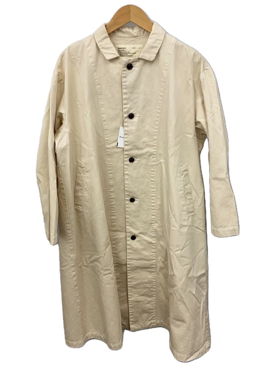 【中古】HARVESTY◆コットンチノクロスオーバーコート/1/綿織物/IVO/A31803-2/襟ヨゴレ有【レディース御召しもの】