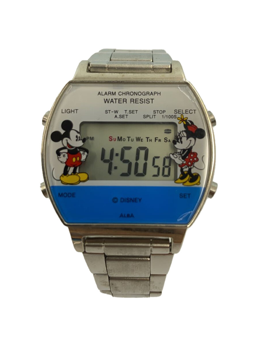 【中古】ALBA◆90s/Disney/ウオッチ/デジタル/ステンレス鋼/SLV/Y735-4A70//【服飾雑貨他】