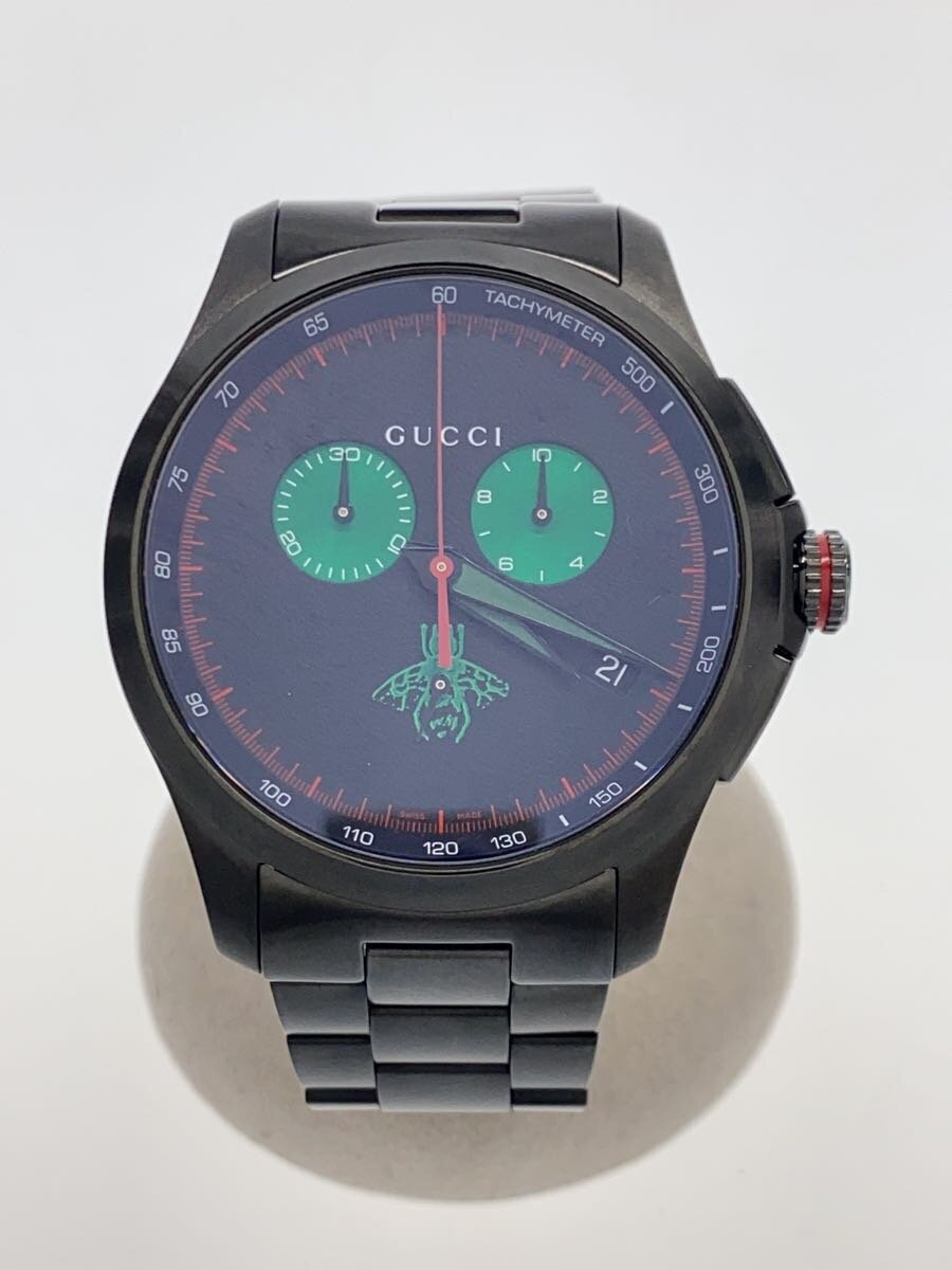 【中古】GUCCI◆G-TIMELESS/ウォッチ/アナログ/ステンレス鋼/BLK/BLK/SS/YA126270【服飾雑貨他】
