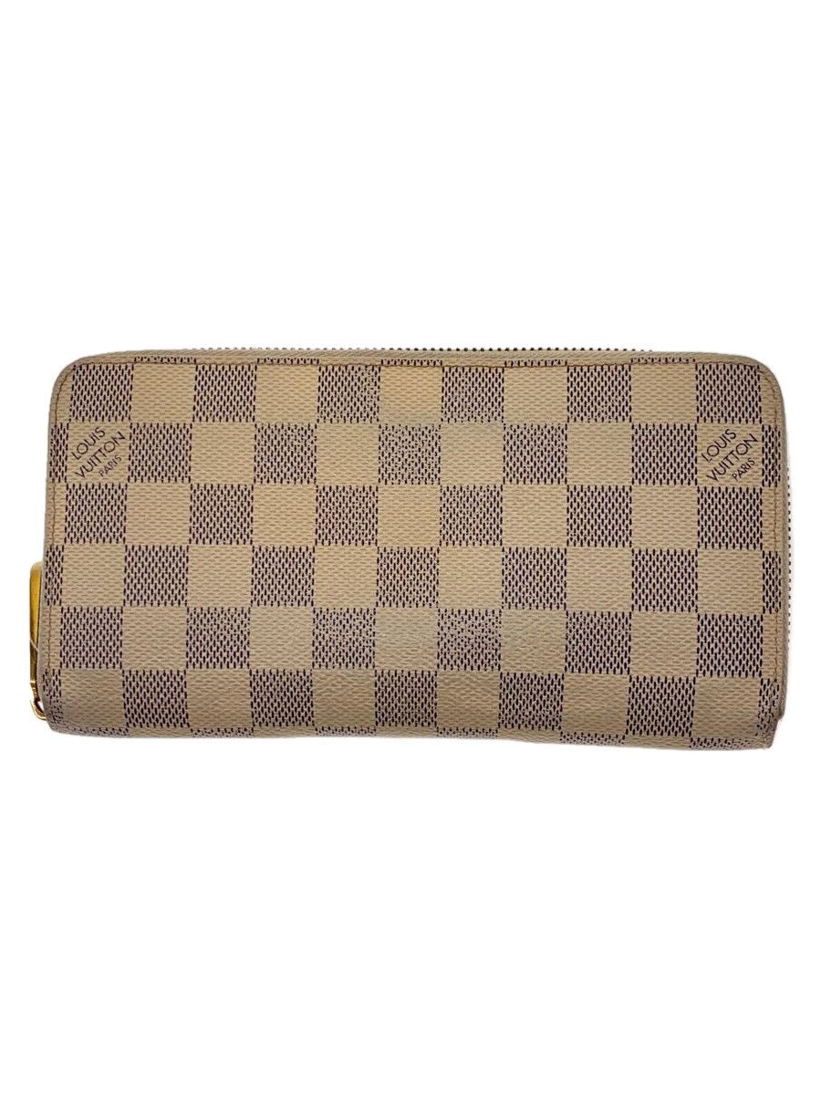 【中古】LOUIS VUITTON◆ジッピー・ウォレット_ダミエ・アズール_WHT/PVC/WHT/チェック/レディース【服飾雑貨他】