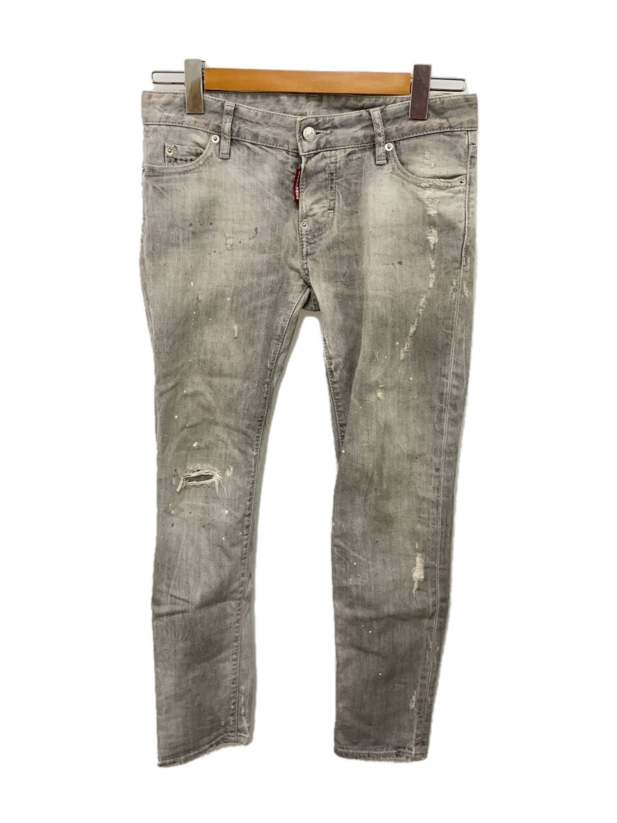 【中古】DSQUARED2◆ストレッチデニムパンツ/クラッシュリペア/36/綿織物/GRY/無地/S72天使の都市0883【メンズウェア】