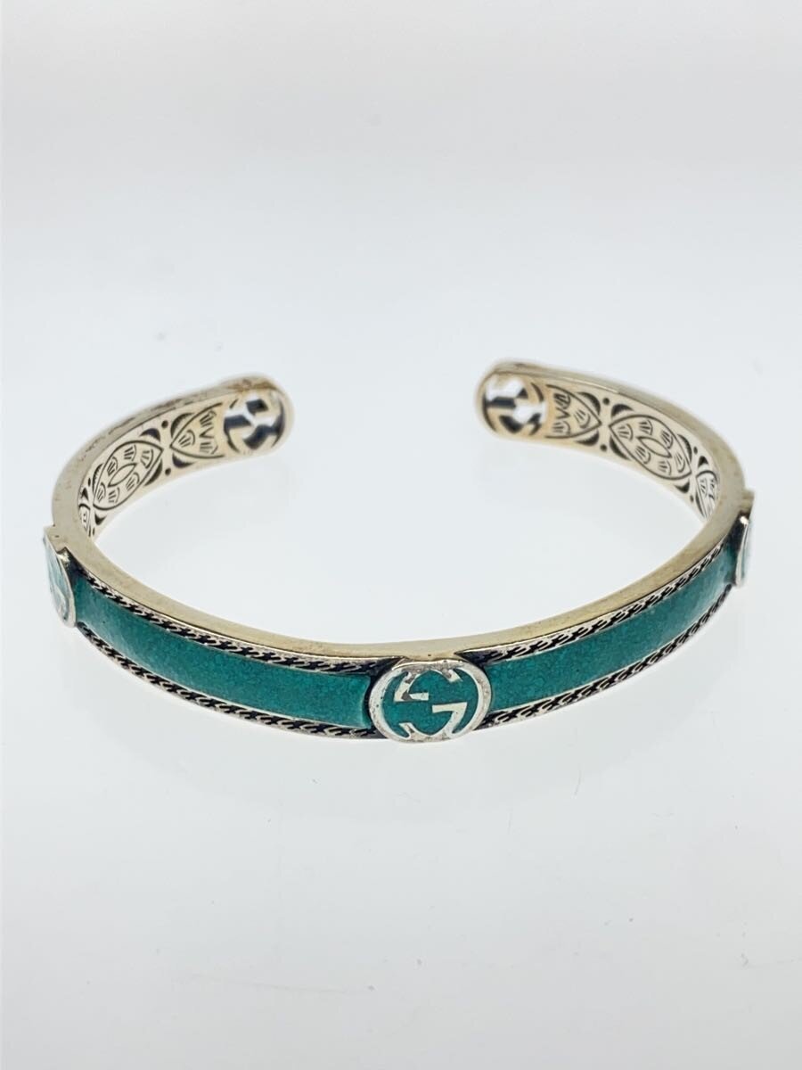 【中古】GUCCI◆インターロッキングG/青緑色/バングル/SV925/メンズ【服飾雑貨他】