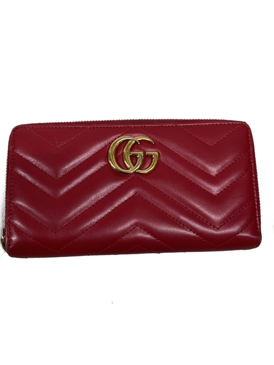 【中古】GUCCI◆ジップアラウンドウォレット_GGマーモント_キルティング/レザー/RED/レディース//【服飾雑貨他】｜2ｎｄ STREET 店