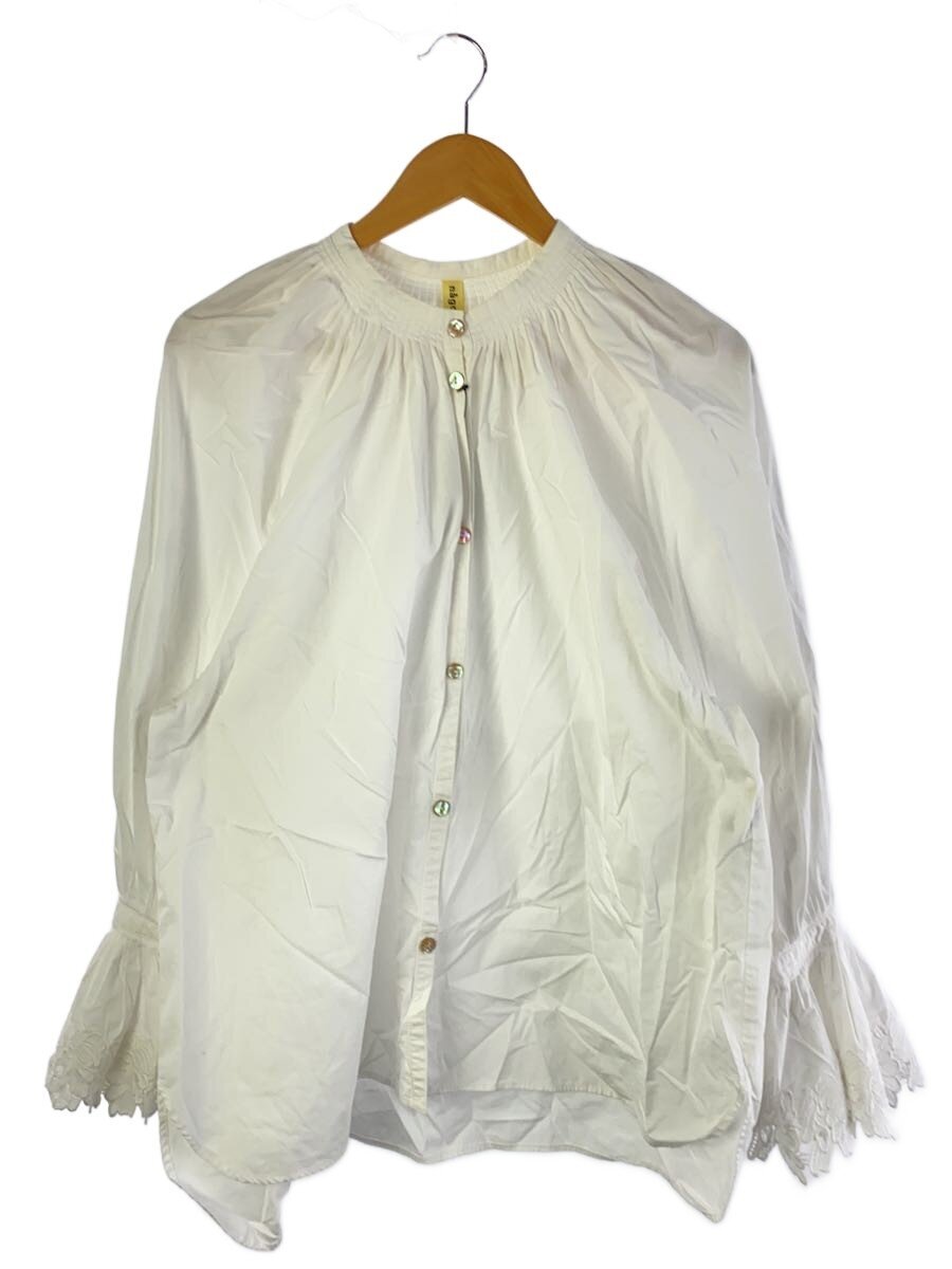 【中古】nagonstans◆長袖トップ/38/綿織物/WHT/470ES830-0380【レディース御召しもの】
