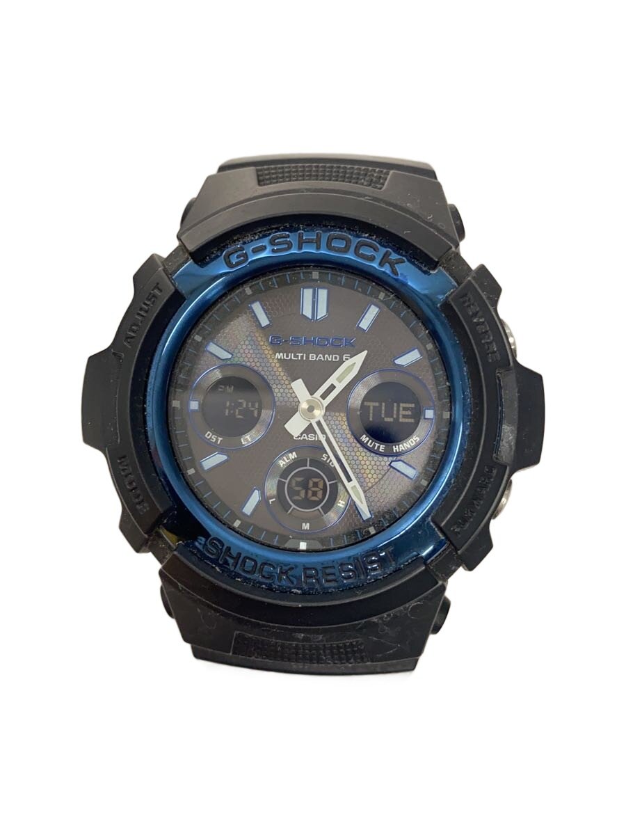 【中古】CASIO◆ソーラーウオッチ・G-SHOCK/デジアナ/天然ゴム/BLK/BLK/SS【服飾雑貨他】