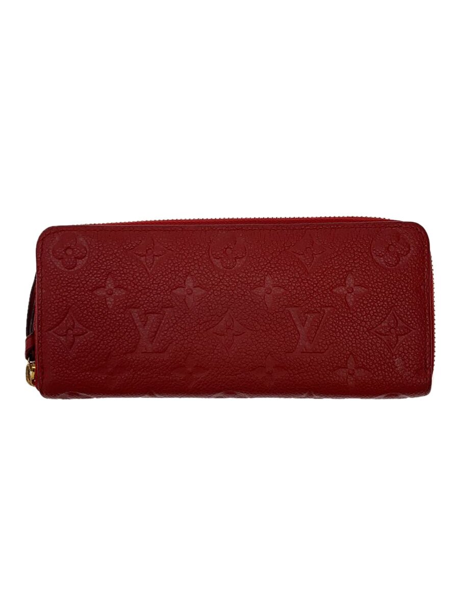 【中古】LOUIS VUITTON◆ジッピー・ウォレット_モノグラム・アンプラント/牛革/RED/レディース【服飾雑貨他】