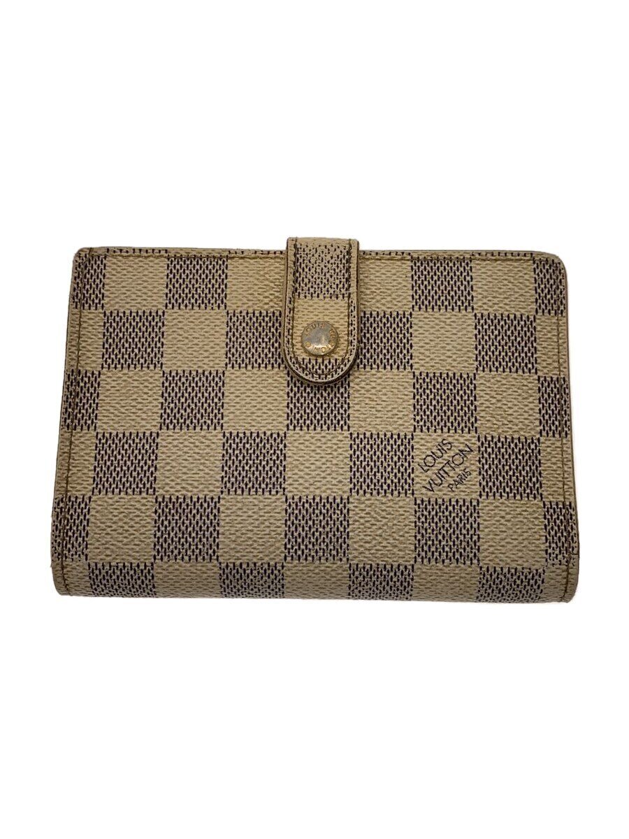 【中古】LOUIS VUITTON◆ポルト・フォイユ・ヴィエノワ_ダミエ・アズール_WHT/PVC/WHT/チェック/レディース【服飾雑貨他】