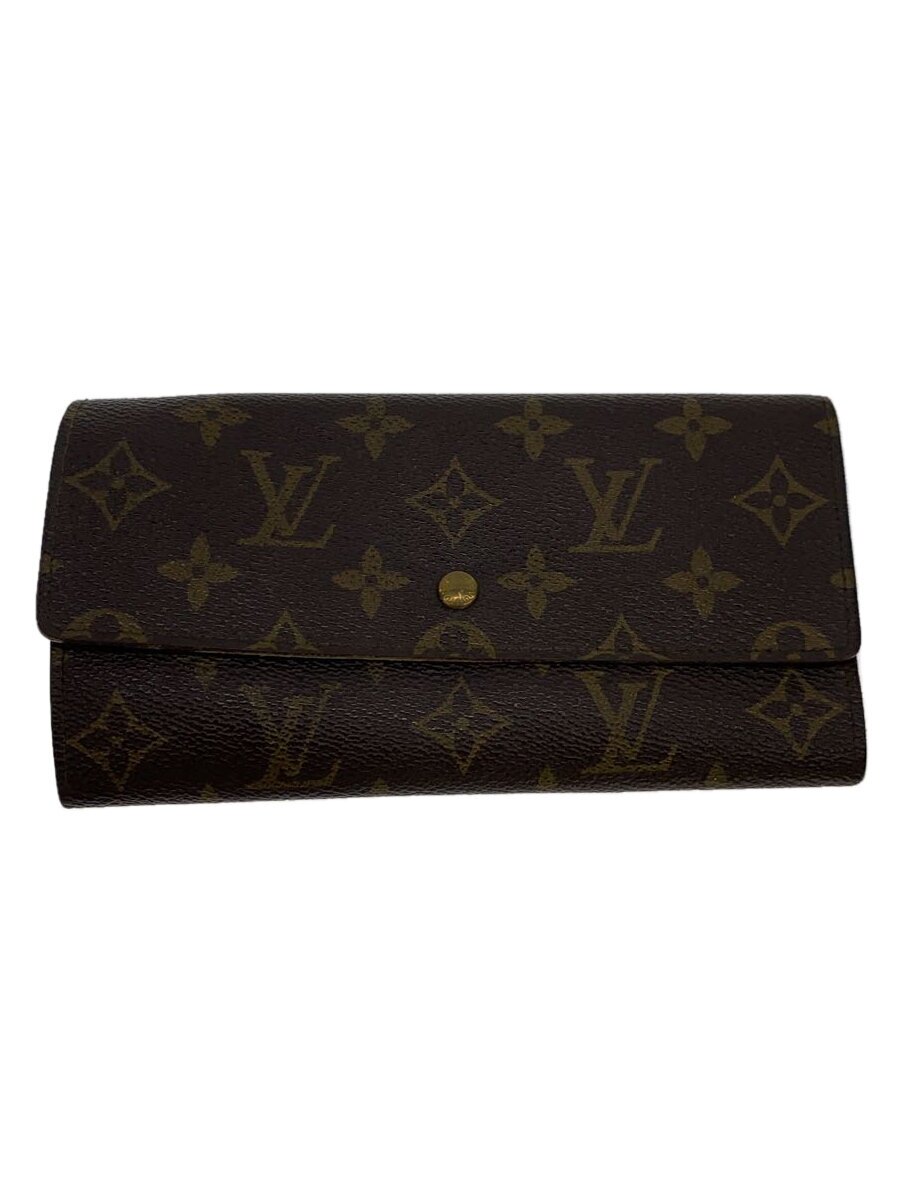 【中古】LOUIS VUITTON◆1)ポルト・フォイユ・サラ_モノグラム・帆布_BRW/PVC/BRW/総柄/メンズ【服飾雑貨他】