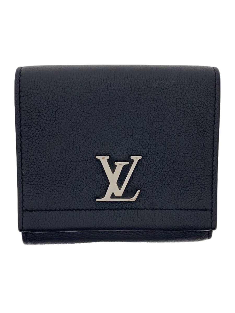 【中古】LOUIS VUITTON◆ポルト・フォイユ・ロックミーII・コンパクト_BLK/牛革/BLK/メンズ【服飾雑貨他】