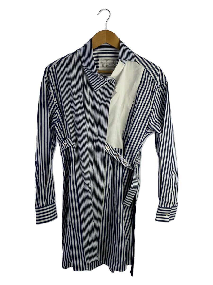 【中古】sacai◆23SS/STRIPED POPLIN SHIRT DRESS/2/綿織物/BLU/縞模様/23-06529//【レディース御召しもの】