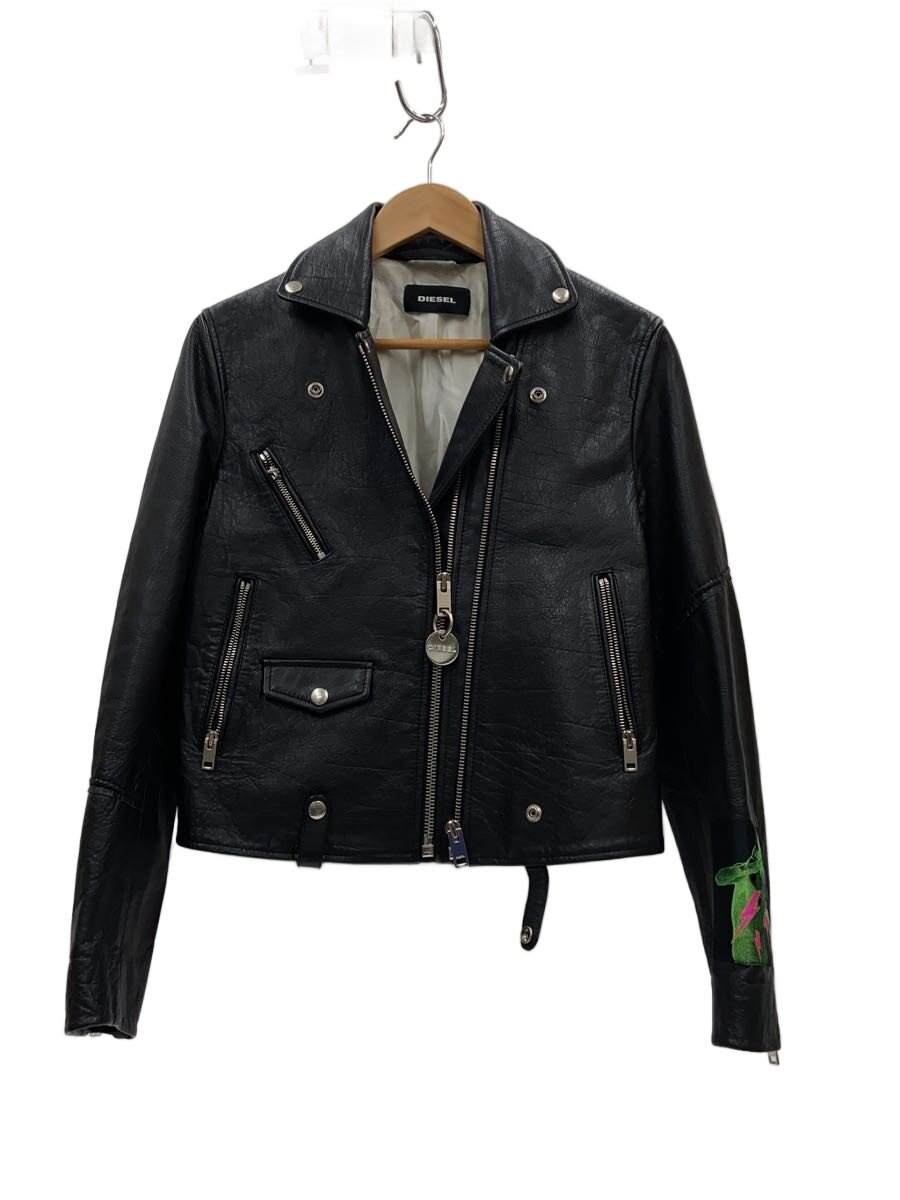 【中古】DIESEL◆ダブルライダースジャケット/--/人絹/BLK/a62226170【レディース御召しもの】