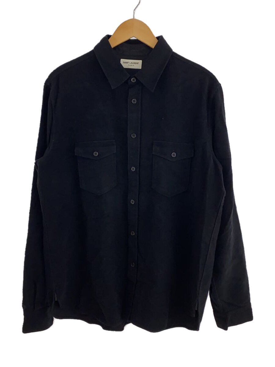 【中古】SAINT LAURENT◆長袖シャツ/39/レーヨン/BLK/無地/713874 Y1F43【メンズウェア】|2nd STREET 店