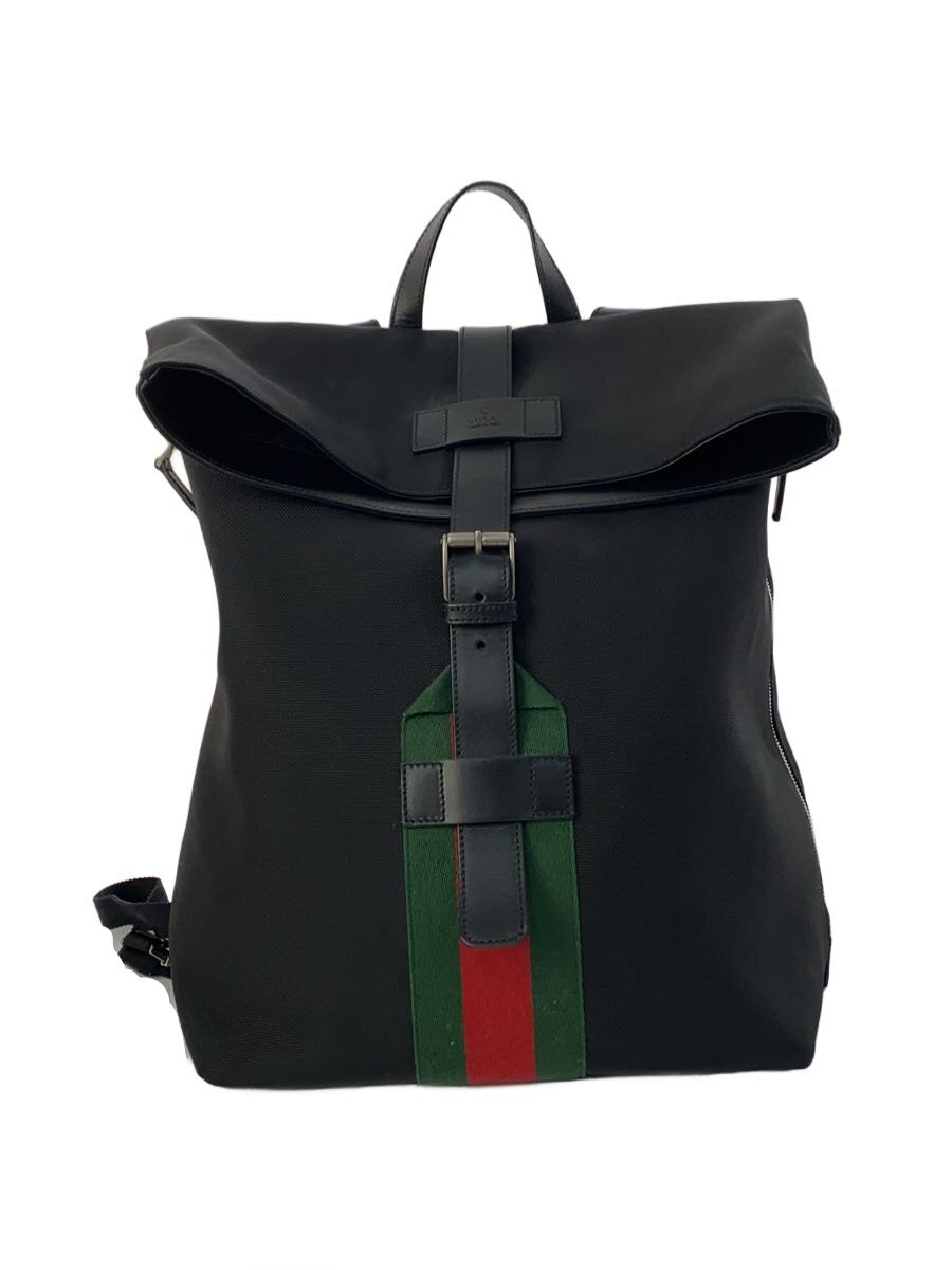 【中古】GUCCI◆背嚢_テクノ帆布/帆布/BLK【御徒面子】