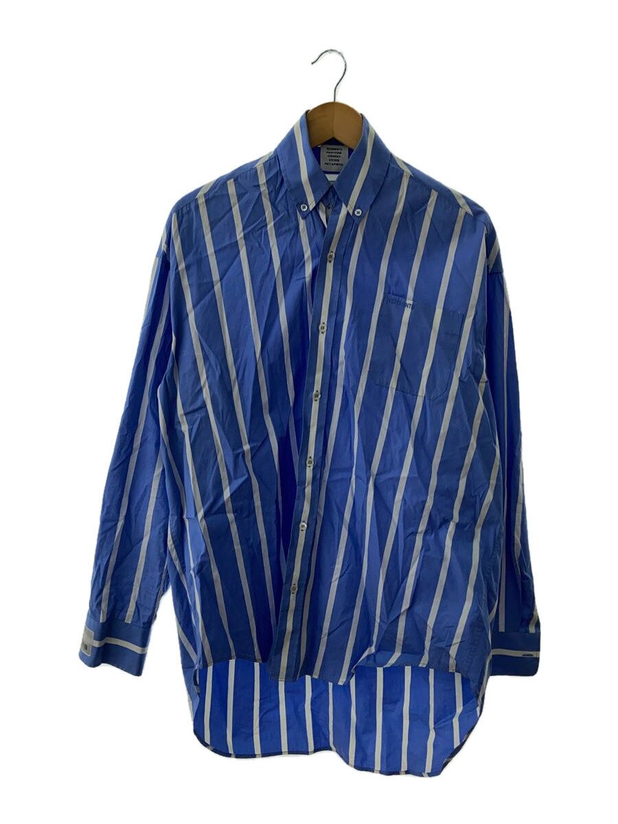 【中古】VETEMENTS◆長袖プルオーバー/M/綿織物/BLU/縞模様/WSS18SH1【メンズウェア】