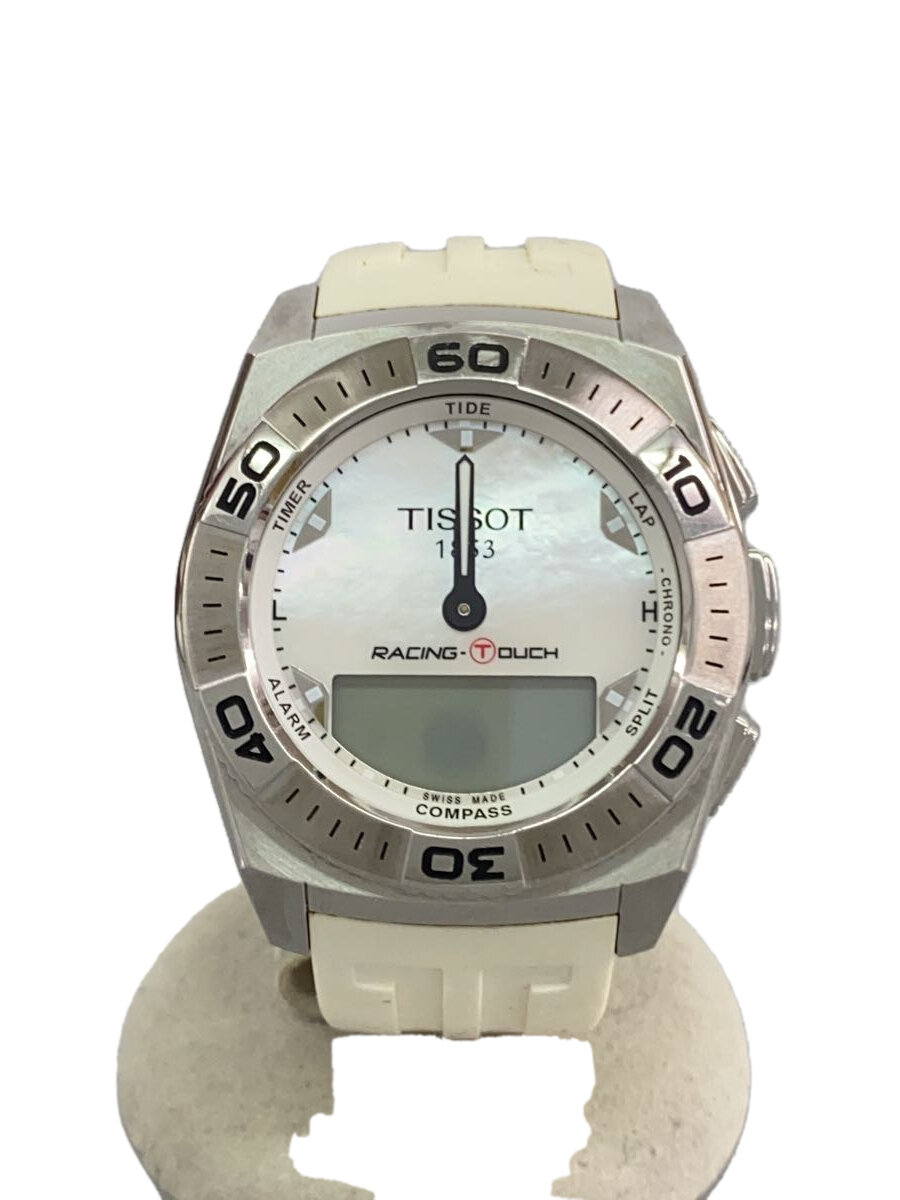 【中古】TISSOT◆石英ウオッチ/天然ゴム/WHT【服飾雑貨他】